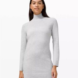 Lululemon Women's Keep it Cozy Silk Blend High Neck Knit Dress - Light Grey